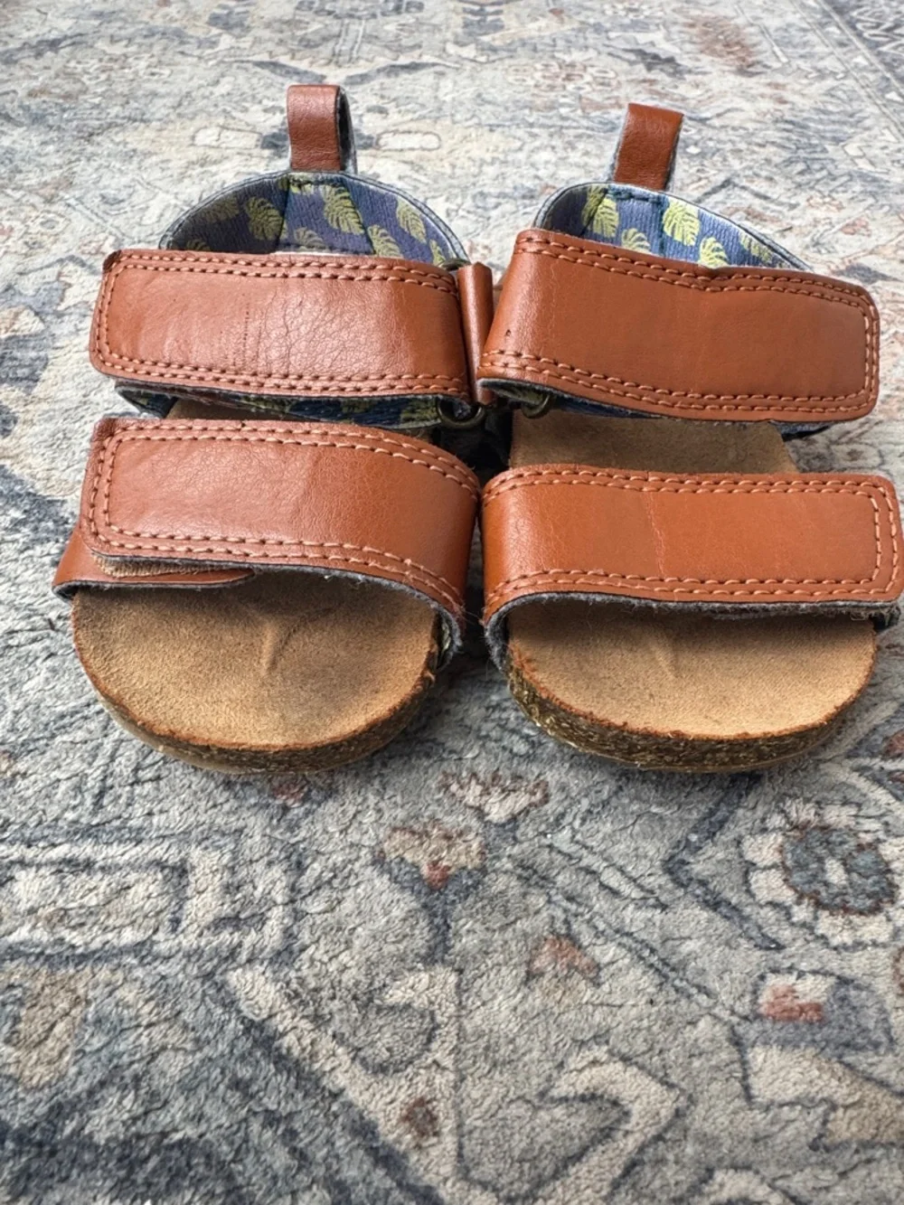 Wonder Nation Toddler Sandals Size 4 Brown Double Strap Shoes